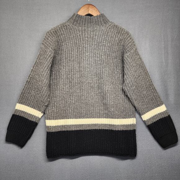 Eddie Bauer Sweater Mens Small EBTEK Wool Blend Grey Black Vintage Hong Kong 90s - Picture 2 of 13